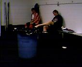 Red and Jess in the 
locker room pre-game.